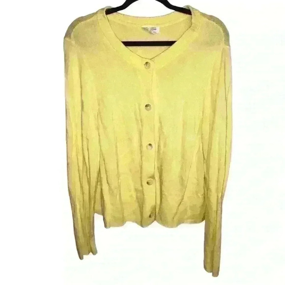 Candace Cameron Bure Button Front Cardigan Sweater Zesty Lemon Size Large - Picture 2 of 5